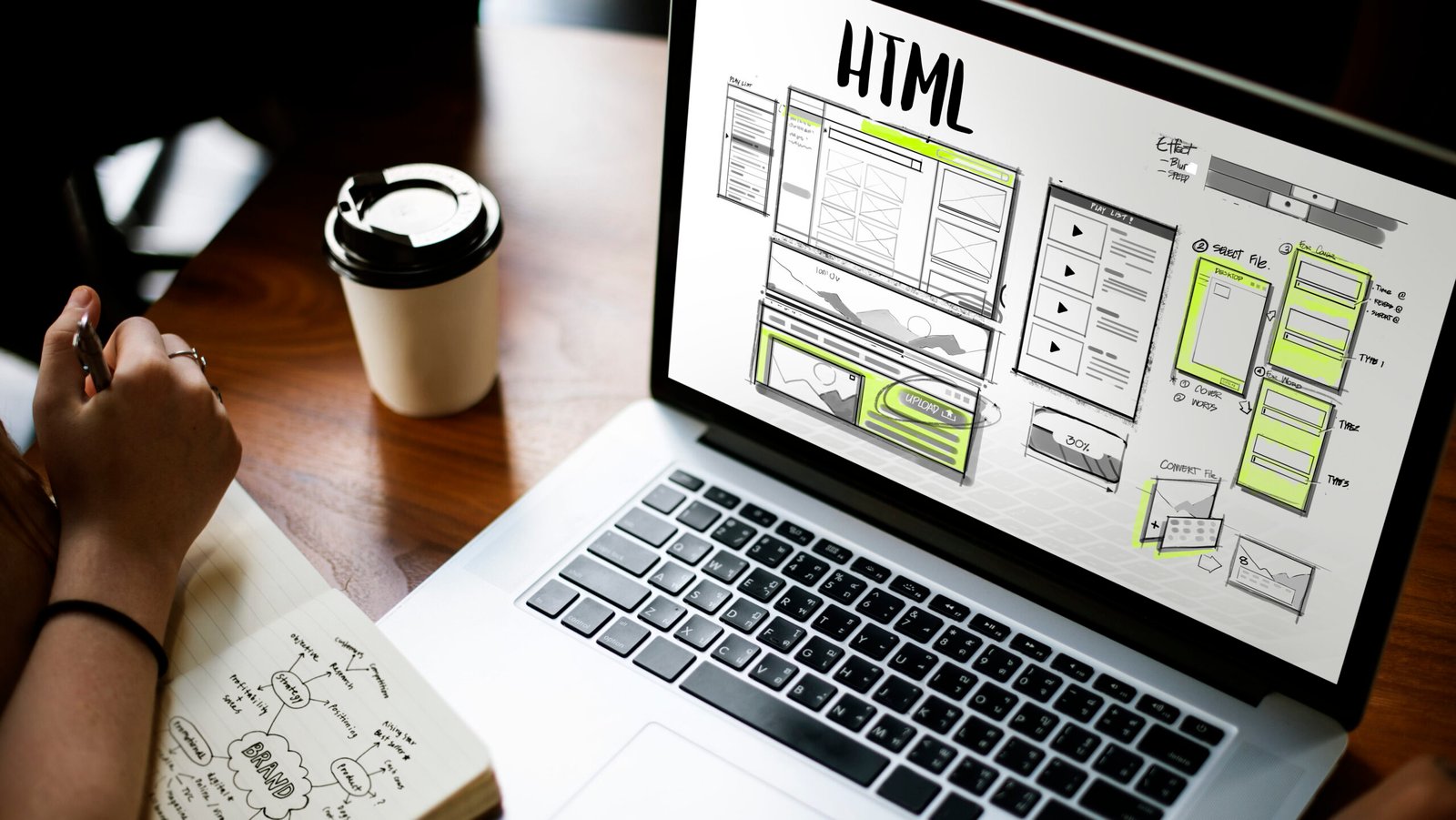 Website development layout sketch drawing